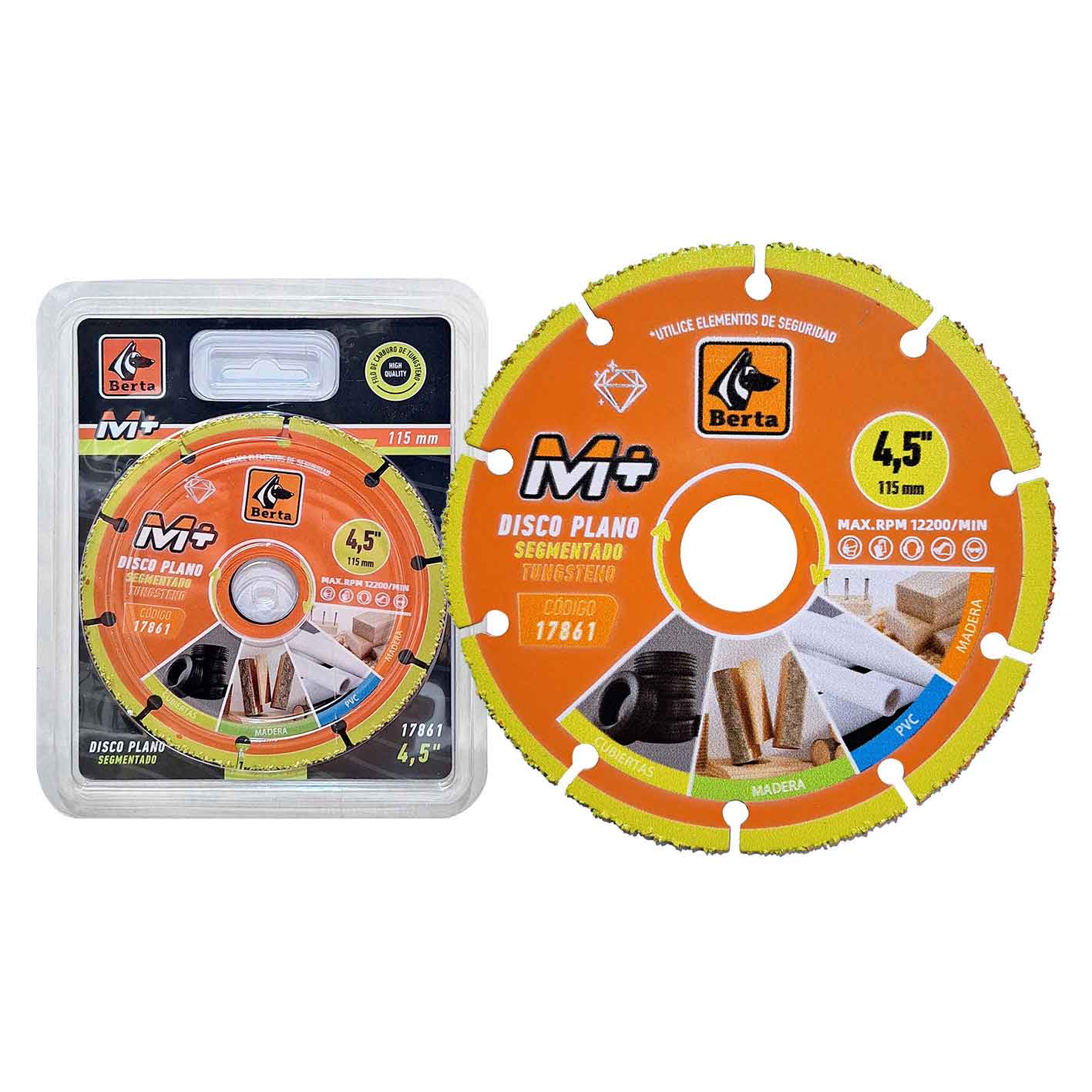 Disco diamant. segment. c/tungsteno p/cortar madera 115 mm Berta