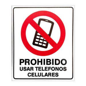 Cartel prohibido usar el celular 15 x 20