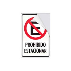 Cartel prohibido estacionar autoadhesivo 10 x 15