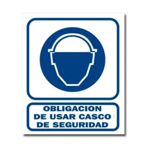 Cartel obligatorio usar casco 22 X 26