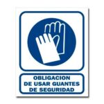 Cartel obligatorio usar guantes 22 X 26