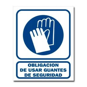 Cartel obligatorio usar guantes 22 X 26