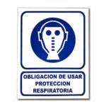 Cartel obligatorio usar protec. respiratoria 22 X 26