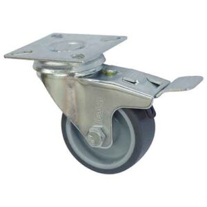 Rueda TPR / PP 50 mm base girat. y freno (c/ buje)