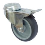 Rueda TPR / PP 75 mm base aguj. y freno   (c/ buje)