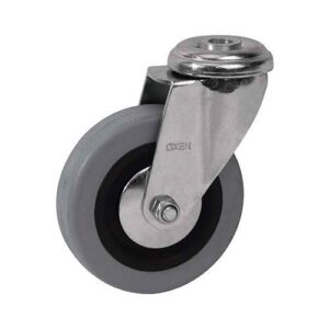 Rueda PVC / PP 75 mm base c/agujero  (c/ buje)