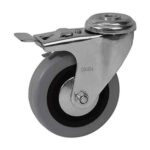 Rueda PVC / PP 75 mm base aguj. y freno (c/ buje)