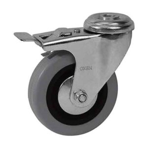 Rueda PVC / PP 75 mm base aguj. y freno (c/ buje)