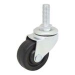 Rueda goma negra 40 mm perno rosca 3/8"