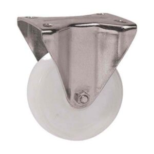 Rueda PP blanca 125 mm - base fija (c/ buje)