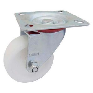 Rueda PP blanca 75 mm - base giratoria (c/ buje)