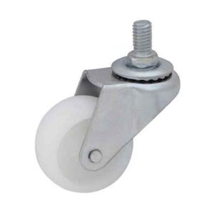 Rueda PP blanco 40 mm perno rosca 3/8" mor