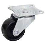 Rueda goma-plast negra 65 mm base giratoria
