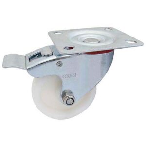 Rueda PP blanca 152 mm - base girat. c/ freno (c/ buje)