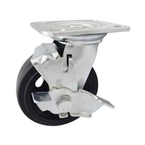 Rueda fund. y goma 100 mm con freno (rodillo)