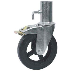 Rueda andamio fund. y goma 200 mm horq. chapa c/ freno (rodillo)