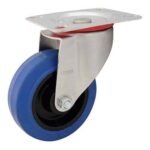 Rueda goma elast. azul 125 mm base girat. grande (c/ rodillo)