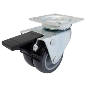 Rueda doble TPR  75 mm girat. y freno