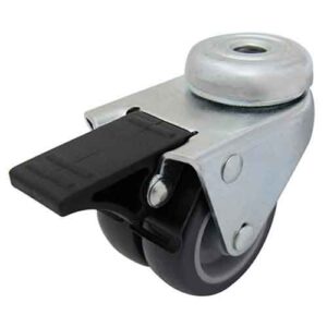 Rueda doble TPR / PP 50 mm base agujero y freno