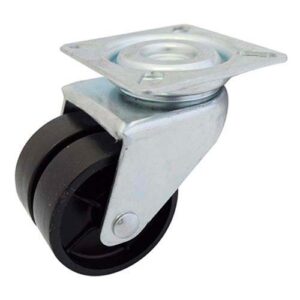 Rueda doble PP negro 50 mm base girat. y freno