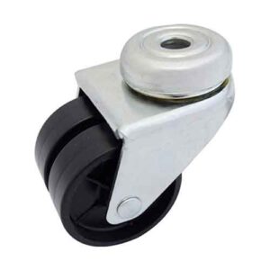 Rueda doble PP negro 50 mm base con agujero