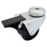 Rueda doble PP negro 50 mm base aguj. y freno