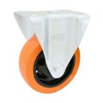 Rueda PU naranja 125 mm base fija (c/ rodillo)