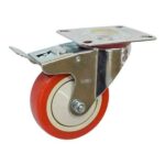 Rueda PU / PP 75 mm con rul base girat y freno