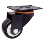 Rueda PVC negra 40 mm base giratoria (2 rulemanes)