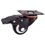 Rueda PVC negra 40 mm base gir. y freno (2 rulemanes)