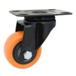 Rueda PU naranja 40 mm base giratoria (2 rulemanes)