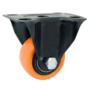 Rueda PU naranja 50 mm base fija (2 rulemanes)