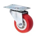 Rueda PP / PVC rojo 75 mm base girat. chica