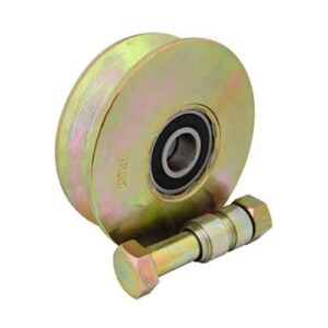 Rueda acero porton "V" 100 mm (2 rulemanes)