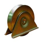 Rueda acero porton "V" 50 mm c/ soporte (ruleman)