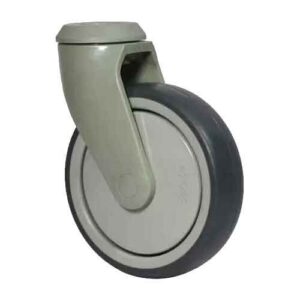 Rueda hospital TPR 125 mm base nylon c/ agujero (c/ rulem.)