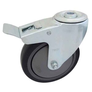 Rueda TPR 100 mm base aguj. y freno (c/ ruleman)