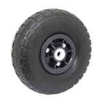 Rueda semi neum  250 mm negra centrada (3.50-4") buje nylon