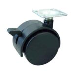 Rueda doble PP negro 50 mm base girat con freno
