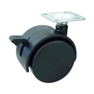 Rueda doble PP negro 40 mm base girat con freno
