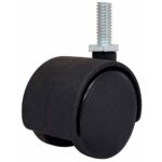 Rueda doble PP negro 40 mm rosca 5/16"