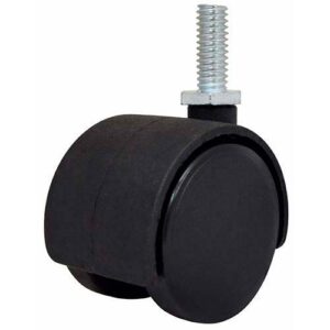 Rueda doble PP negro 40 mm rosca 5/16"