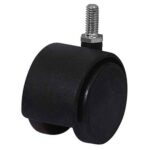 Rueda doble PP negro 50 mm rosca 5/16"