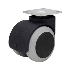 Rueda doble nylon / PU gris 50 mm - base girat.