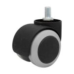 Rueda doble nylon / PU gris 50 mm - rosca 5/16