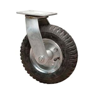 Rueda neumatica 200 mm - horq. acero base giratoria