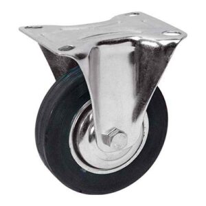 Rueda chapa y goma base fija 100 mm (c/ rodillo)