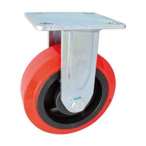 Rueda PP/ PVC rojo base fija 200 mm 2 rulem. 6202